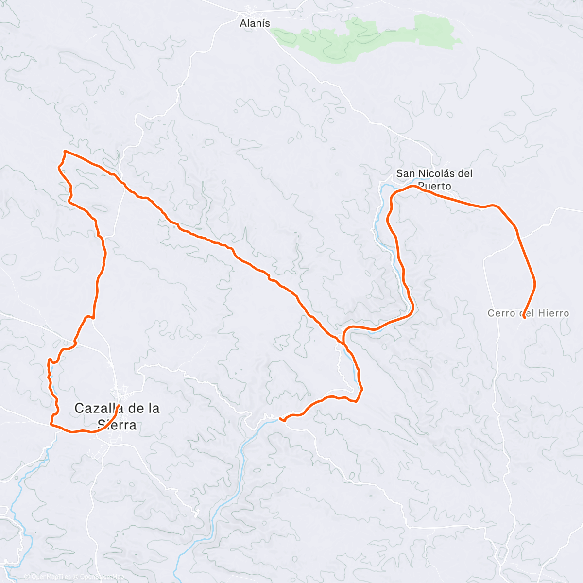 Map of the activity, Cazalla de la Sierra - La Senda - Cerro del Hierro