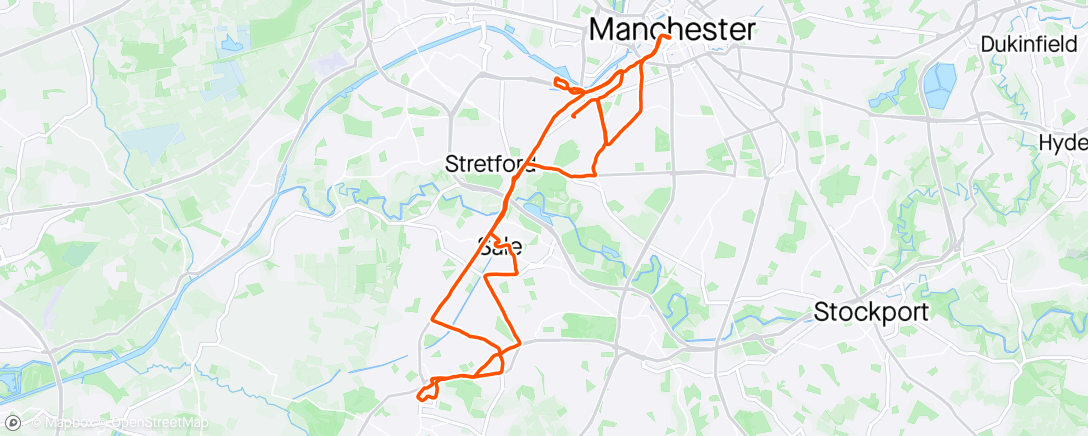 Map of the activity, Manchester Marathon,timings off the Fitbit are way out,chip time was 3:36:10