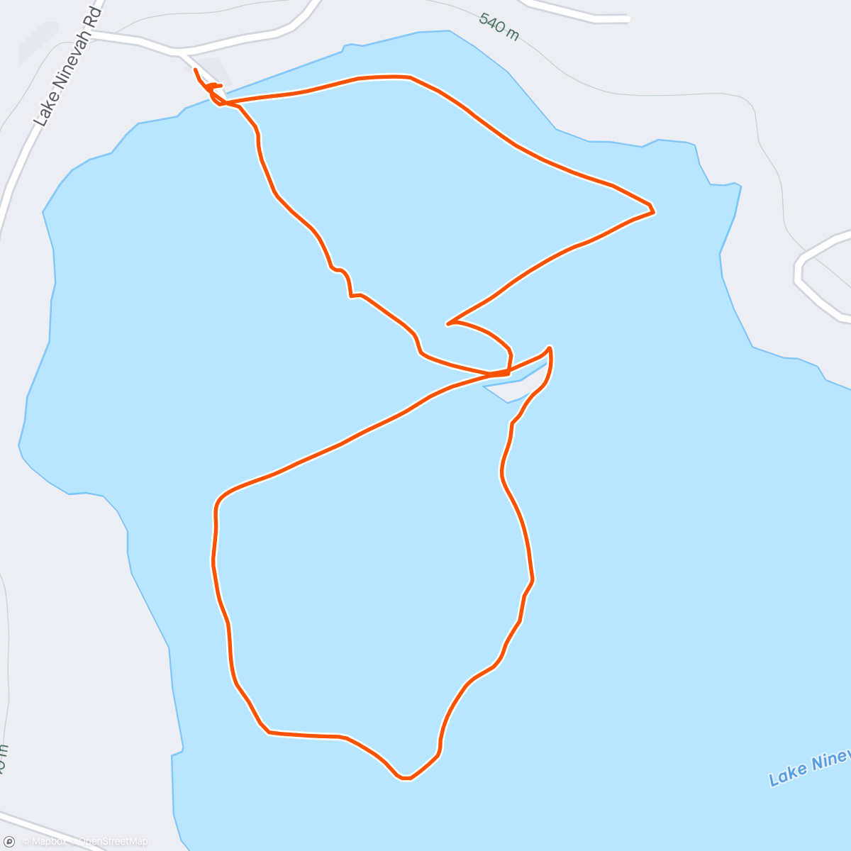 Map of the activity, Evening Run     well, I ran from the car to the shore…