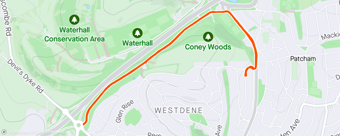 Map of the activity, PNJ[62]: WDT[32]: Long Hill Repeats (Mill Road x 5)