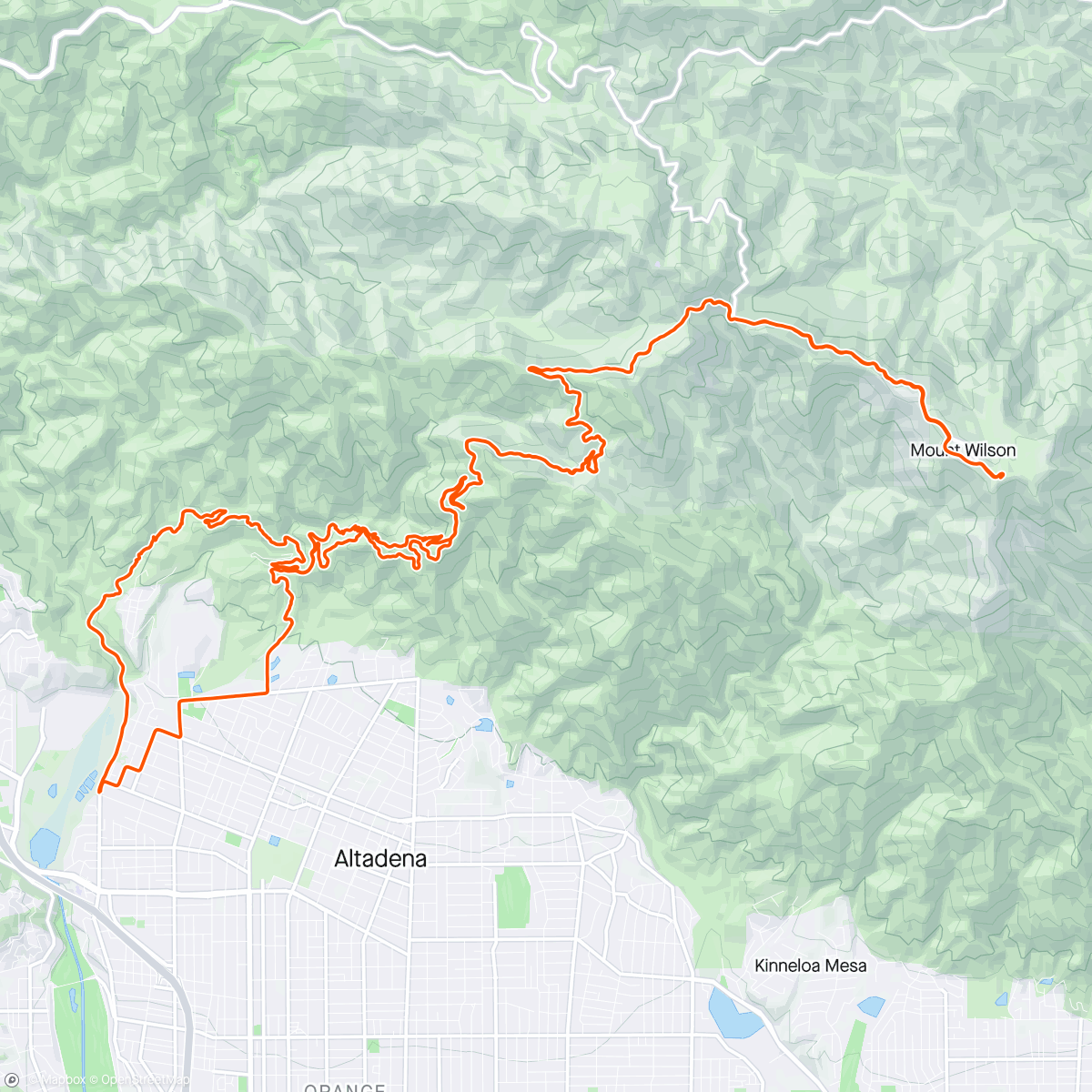 Kaart van de activiteit “Mt Wilson from JPL, Cheney, Mt Lowe”