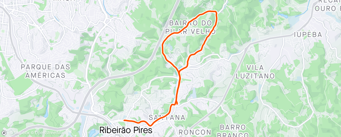 Map of the activity, Giro 🏃‍♂️🏃‍♂️🏃‍♂️ Ribeirão Pires...