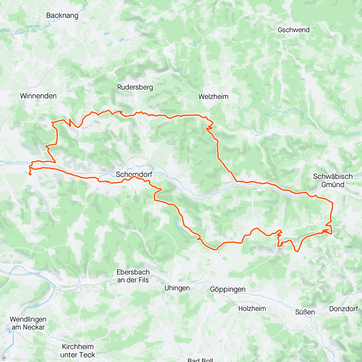 Map of the activity, Quäldich Schwobaländlefährtle em Remsdäle  🚴🏻🚴🏻🚴🏻🚴🏻💪 erschde Etabbe