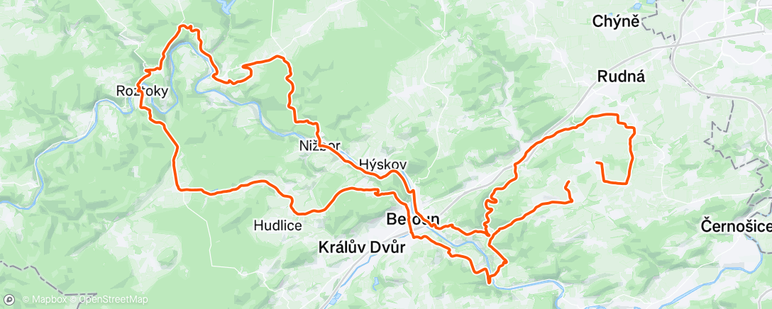 Map of the activity, MTB ride on the road