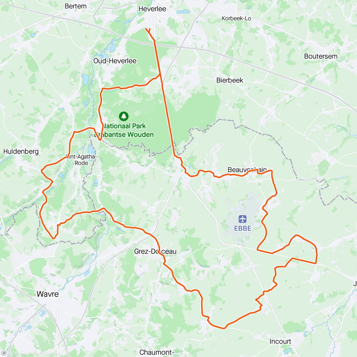 Mapa da atividade, 20240423 Afternoon Ride Leuven, Vlaanderen ⛅