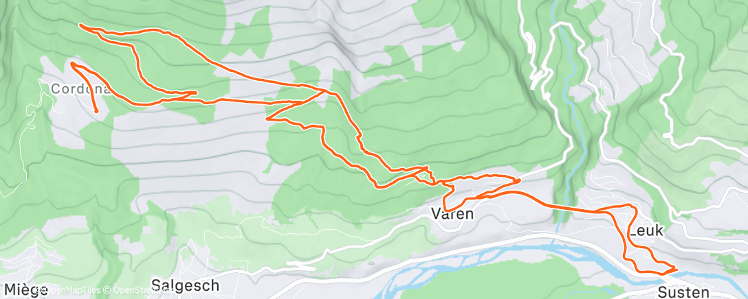 Карта физической активности (Mountainbike-Fahrt zur Mittagszeit)