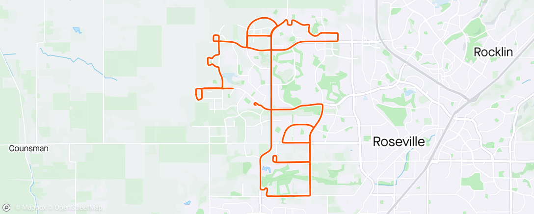 Map of the activity, Roseville ride