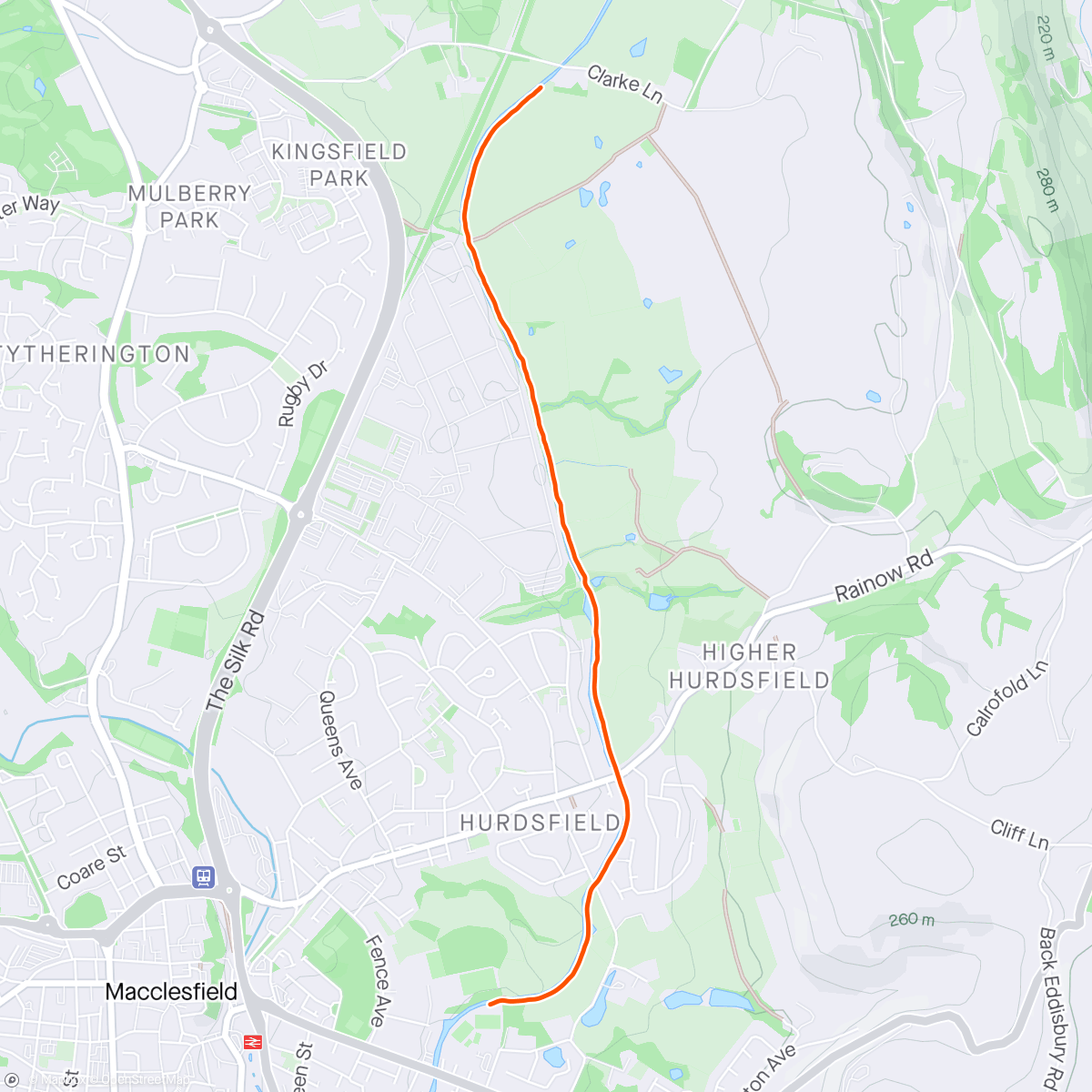 Map of the activity, Ride to car