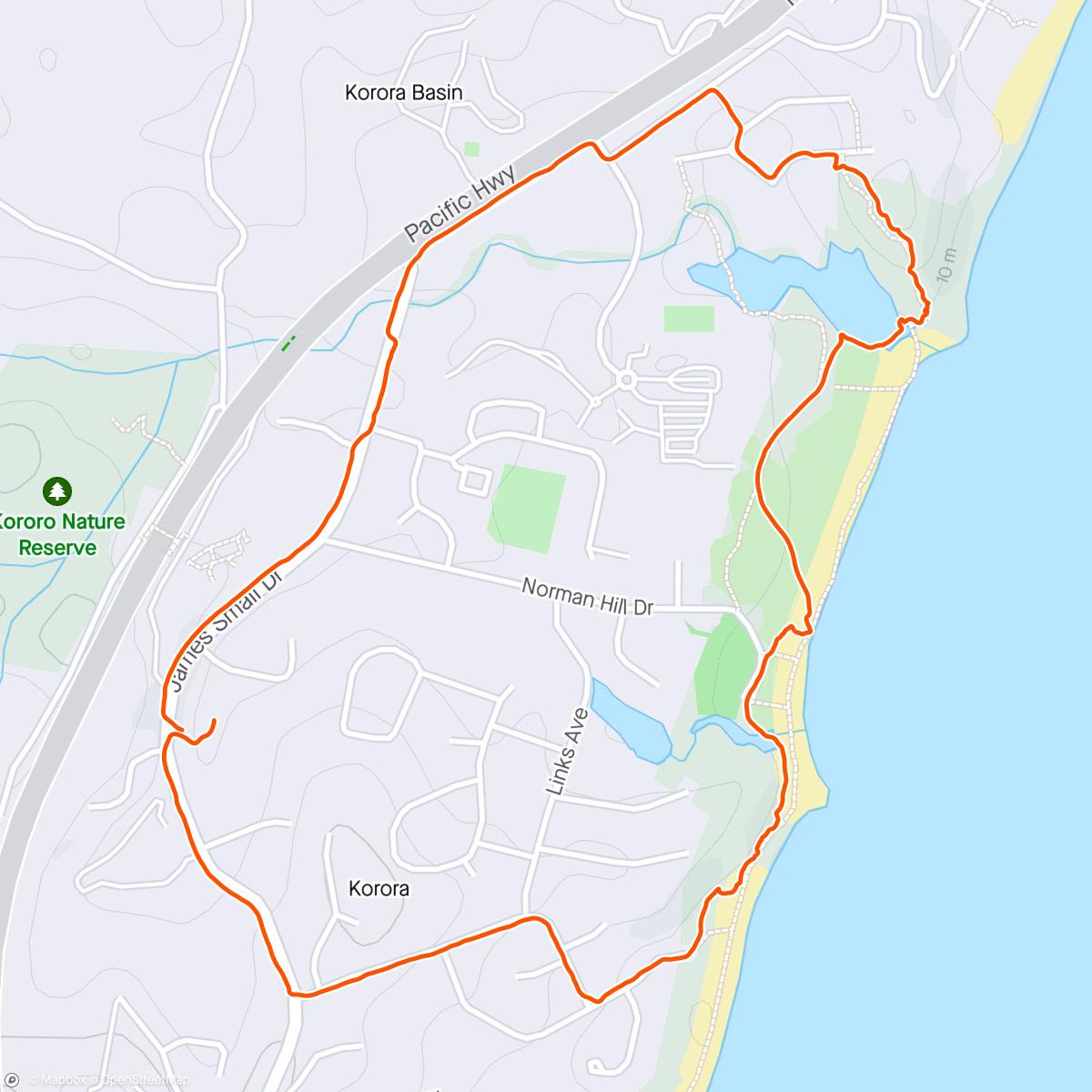 Map of the activity, Korora beach walk