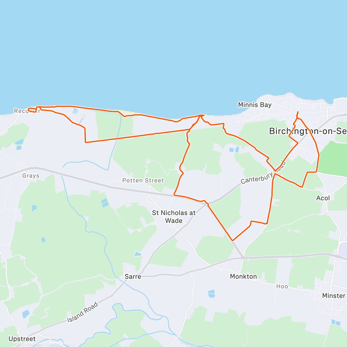 Карта физической активности (Grey nothing happened ride out to Reculver Towers.)