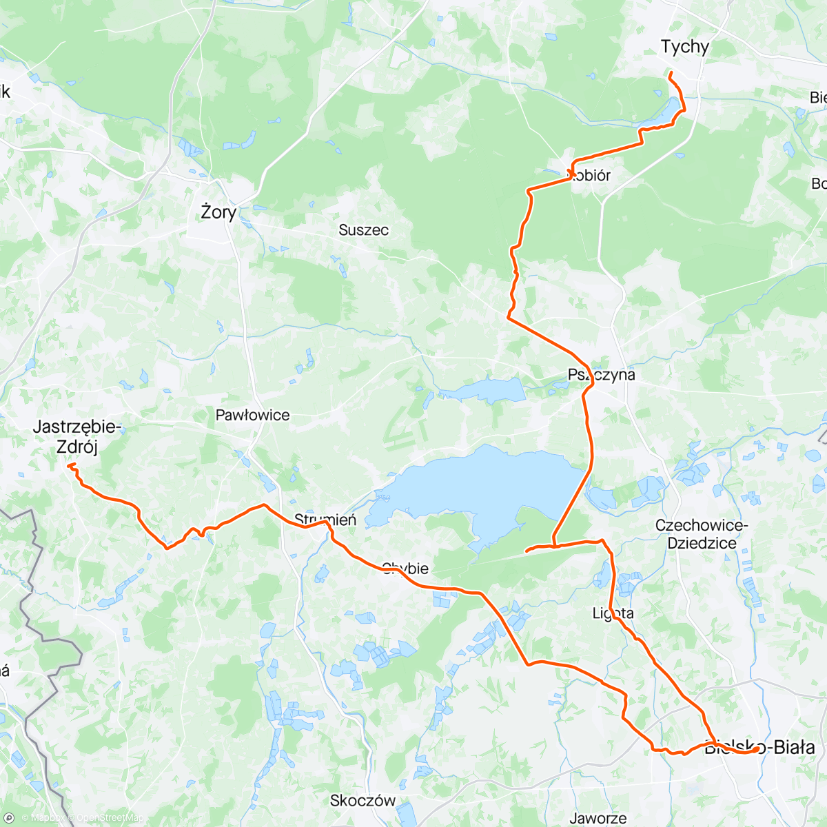 Karte der Aktivität „Tychy - Bielsko -Jastrzębie-Zdrój”