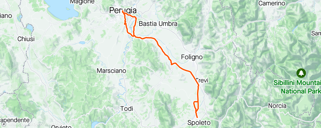 Map of the activity, Bevagna. Ponte San Giovanni. Perugia. Montebello. Torgiano