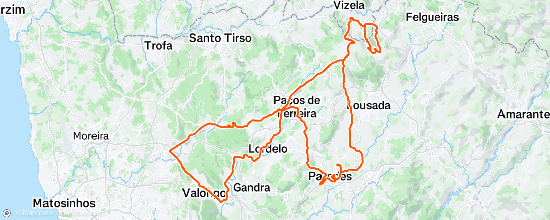 Map of the activity, Volta de bicicleta vespertina