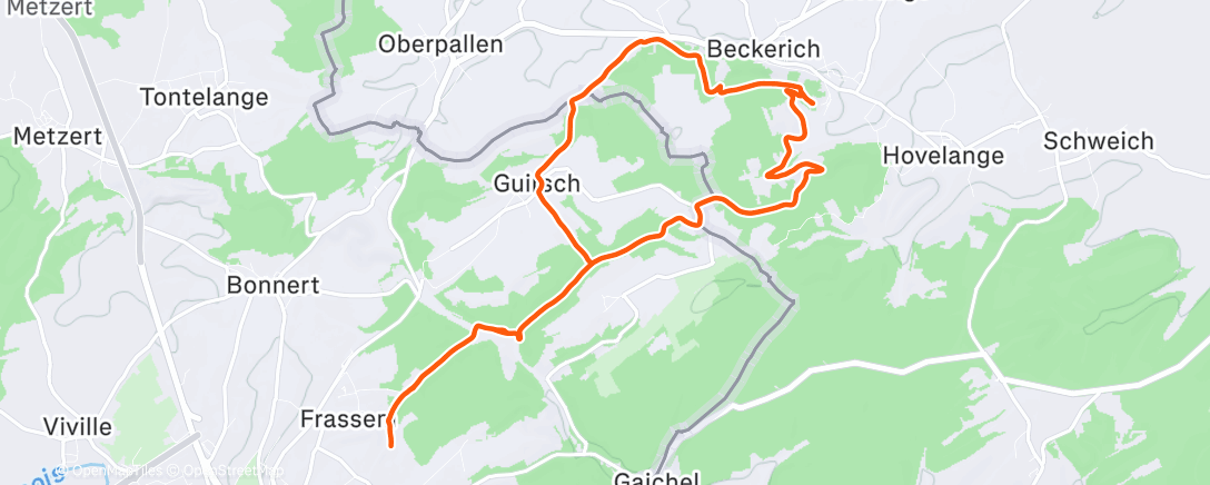 Map of the activity, Trail le midi