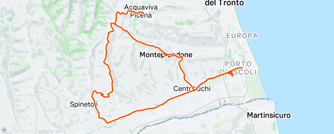 Map of the activity, Giro serale
