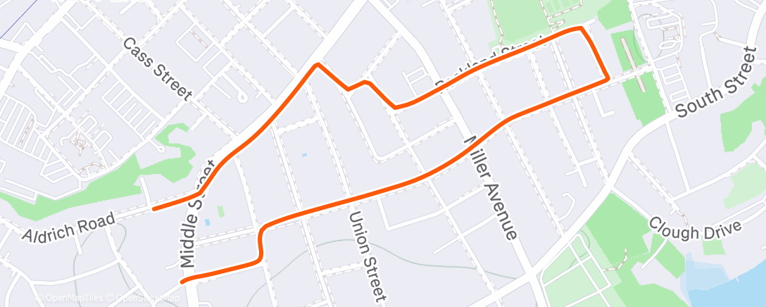 Map of the activity, Evening Run