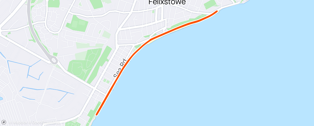 Map of the activity, Felixstowe Parkrun 248 streak:93