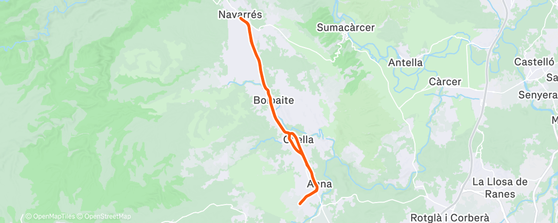 Map of the activity, Bicicleta a la hora del almuerzo