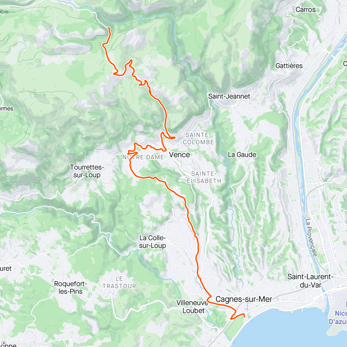 Map of the activity, ROUVY - Challenge Cagnes-sur-Mer 28km