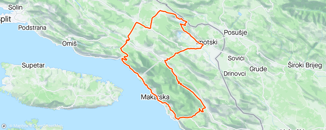 Map of the activity, Studenci - Imotski - Zadvarje - Kozica - Brela