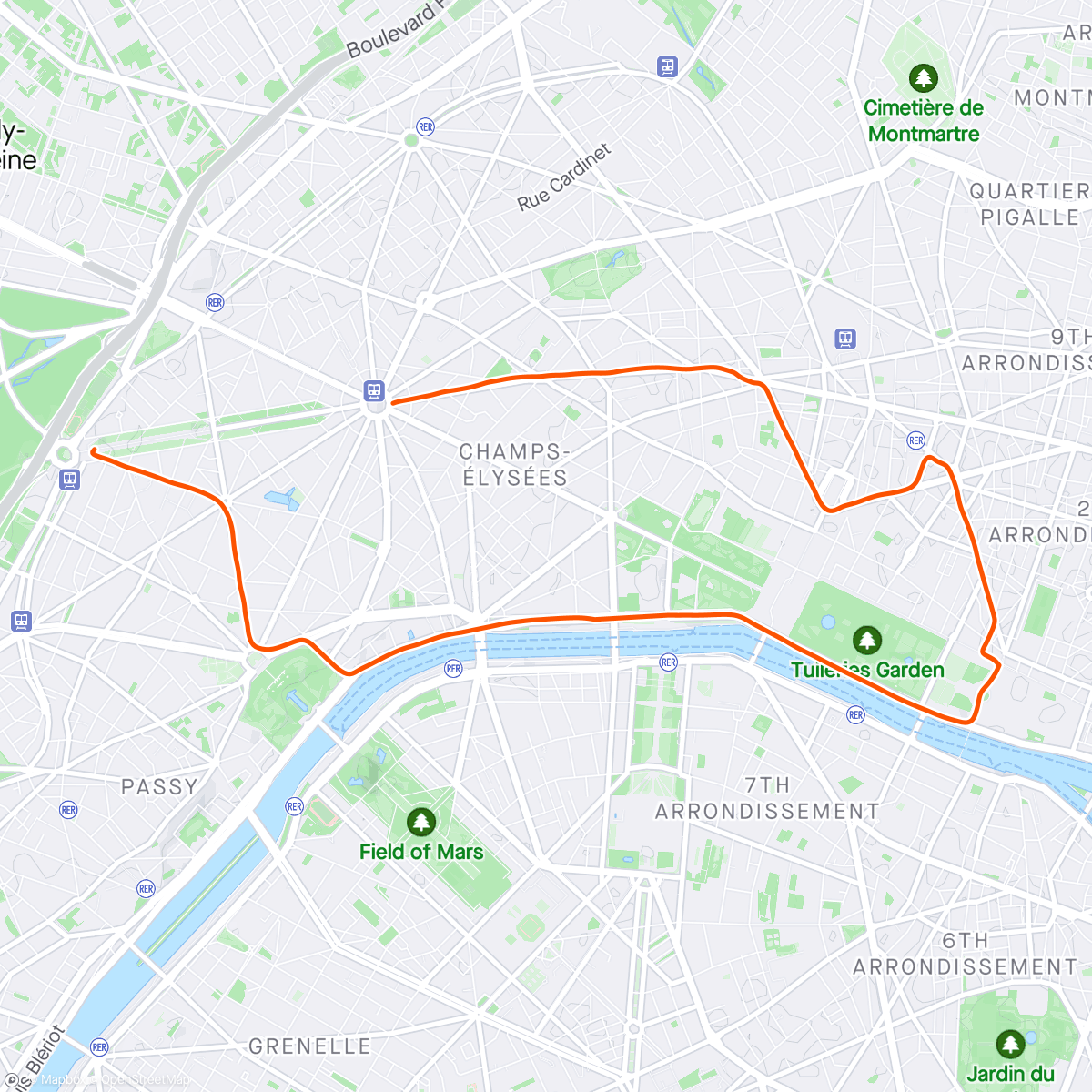 Map of the activity, 10 K Adidas Paris