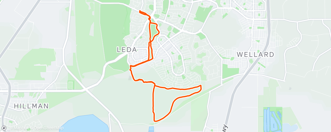 Map of the activity, back of the flat bar gravel bike, one hour endurance