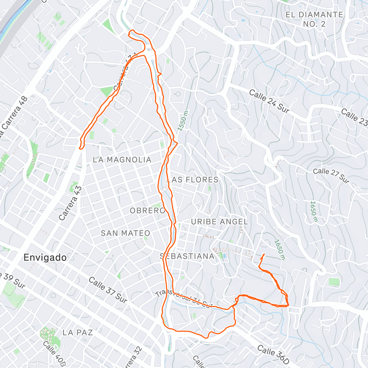 Map of the activity, Carrera por la mañana