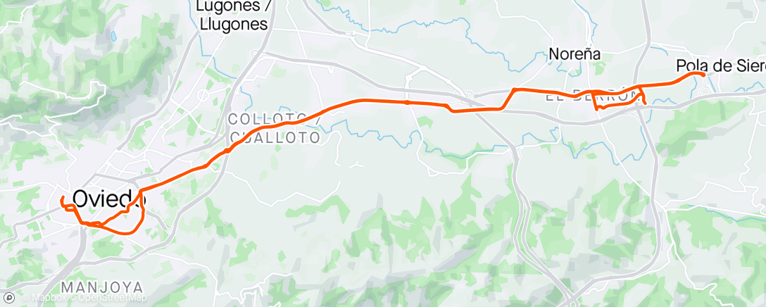 Map of the activity, Ciclismo por la tarde
