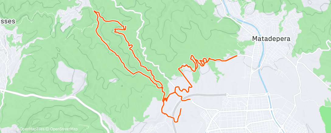 Map of the activity, Bicicleta de gravilla por la tarde