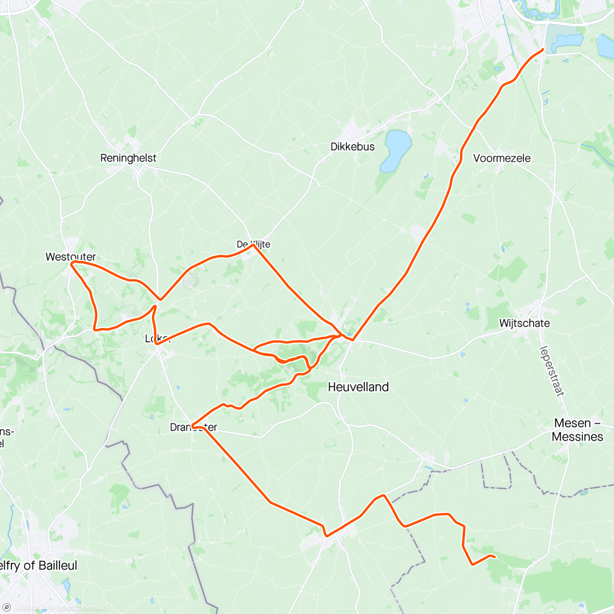 Map of the activity, ROUVY - Nieuwkerke to Ypry | Belgium