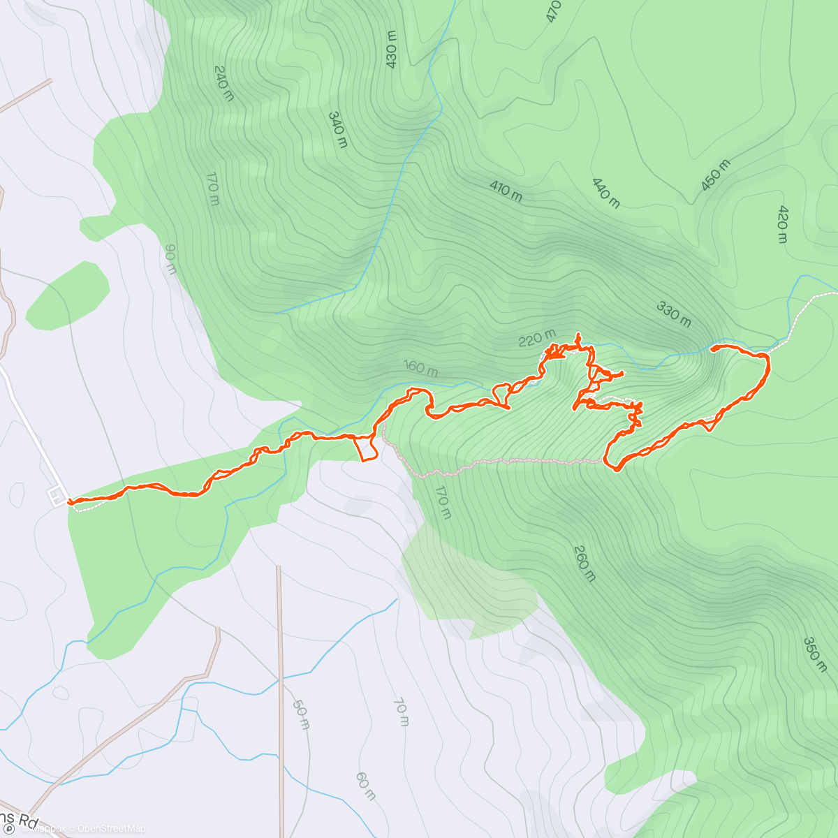 Map of the activity, 3 mates honour there dads with the goat goes bush climb up wairere falls