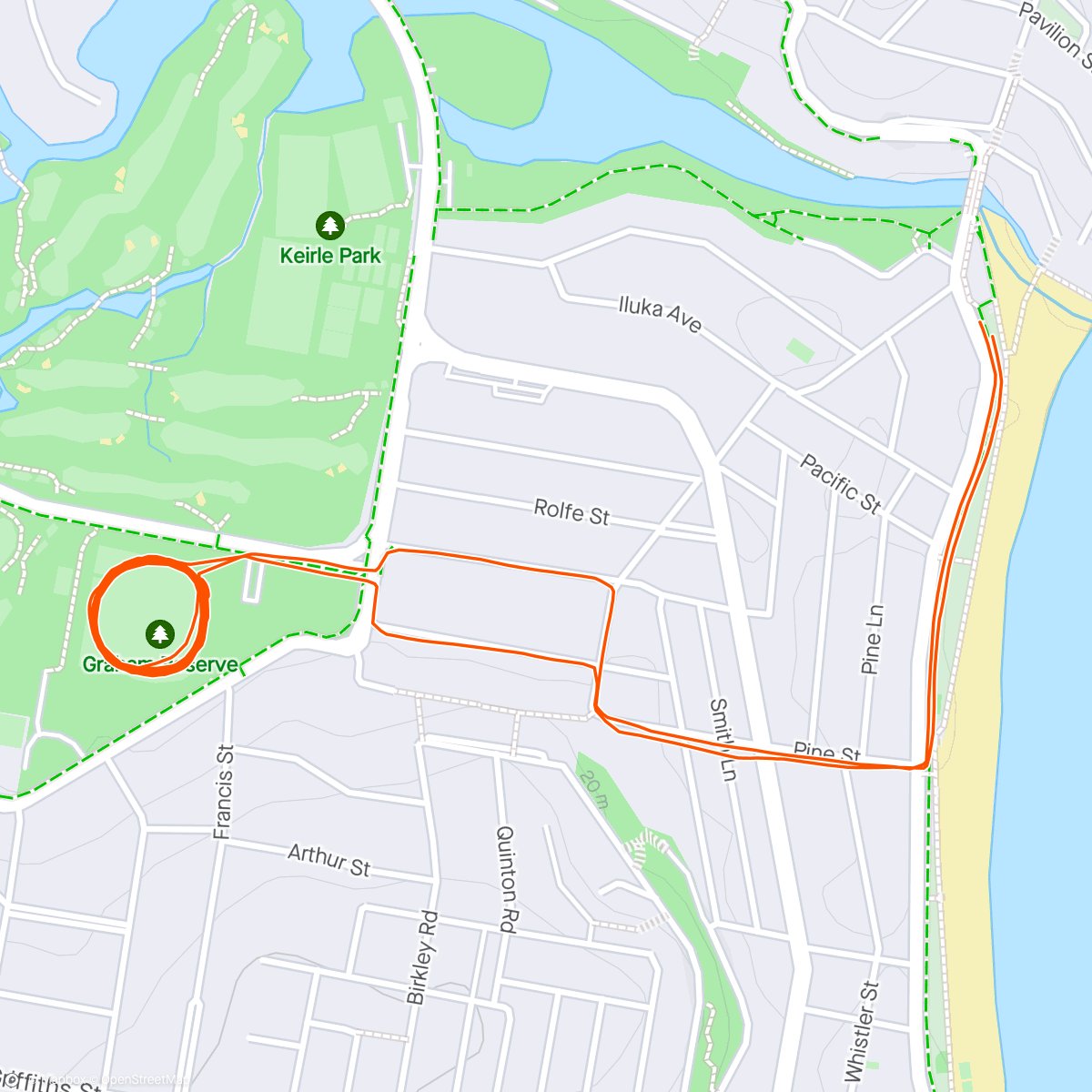 Map of the activity, Morning workout