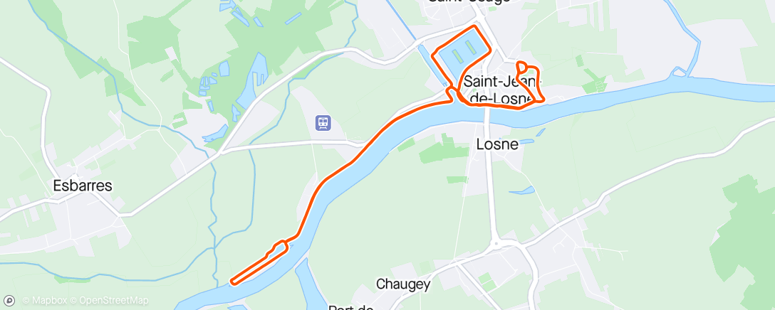 活动地图，10 km Courir au fil de l'eau - Saint-Jean-de-Losne (21)