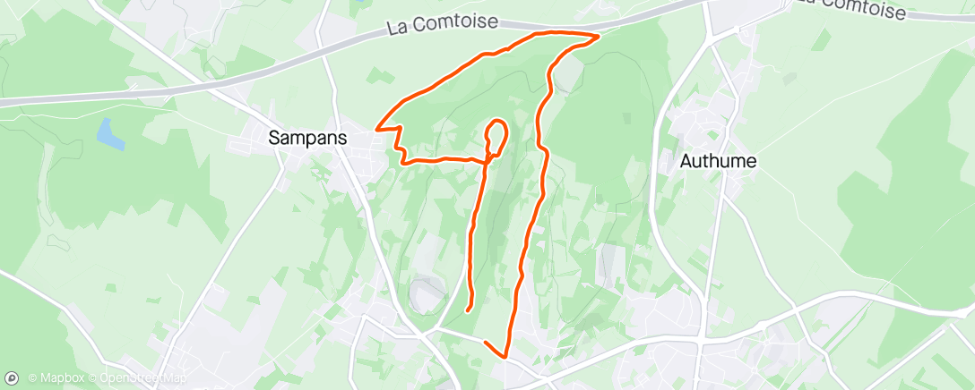 Map of the activity, Course à pied dans l'après-midi