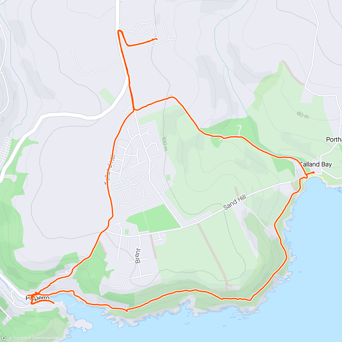 Mapa da atividade, Talland Bay & Polperro