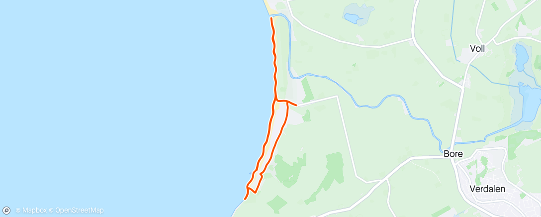 Map of the activity, Borestranda beach run