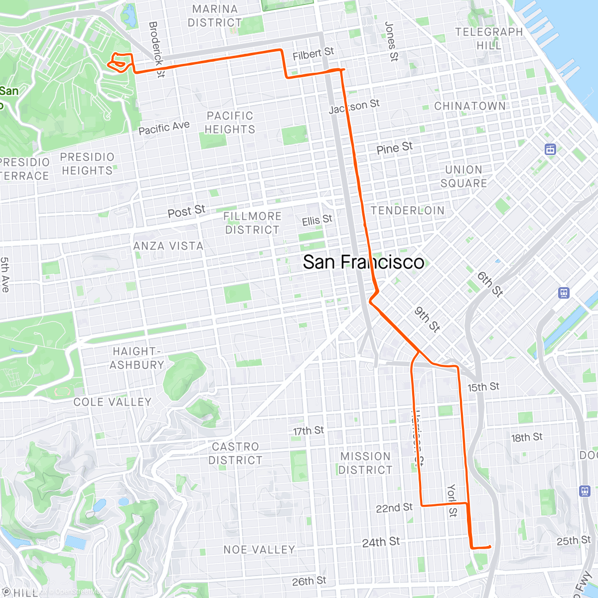 Mapa da atividade, Presidio Commute