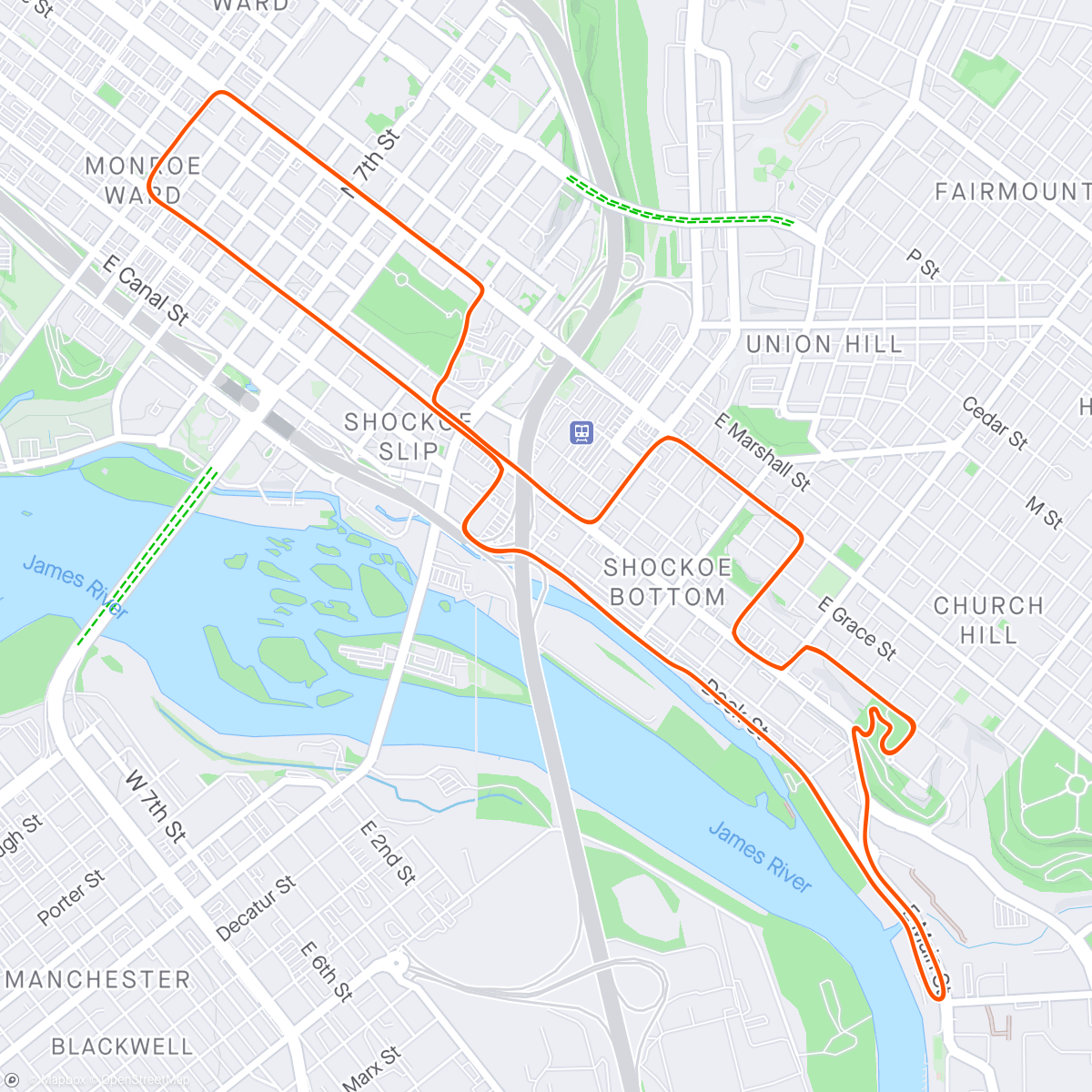 Map of the activity, Zwift - Anaerobic Endurance 4 x 60sec in Richmond