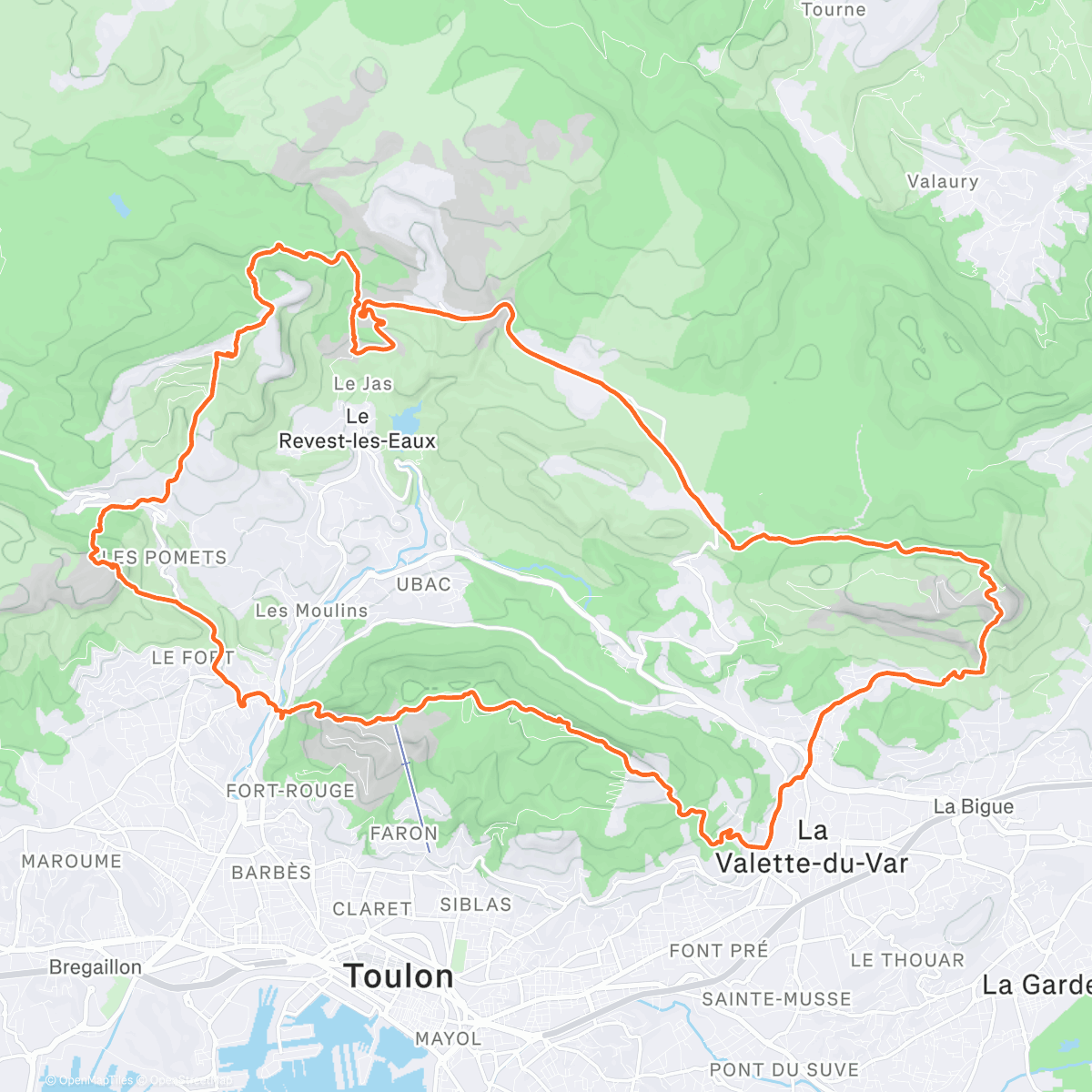 Map of the activity, Monts Toulonnais par les petites sentes avec Hugo