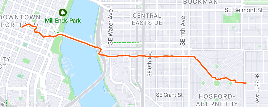 Map of the activity, Run commute OB