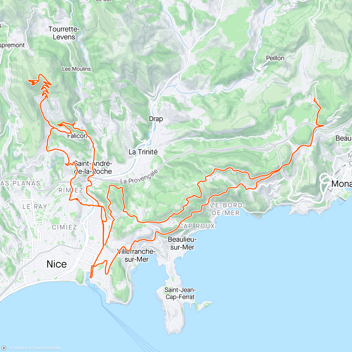 Map of the activity, Mont Chauve - Col d’Eze