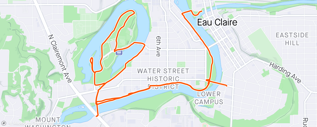 Map of the activity, Scootering around Eau Claire on a rest day