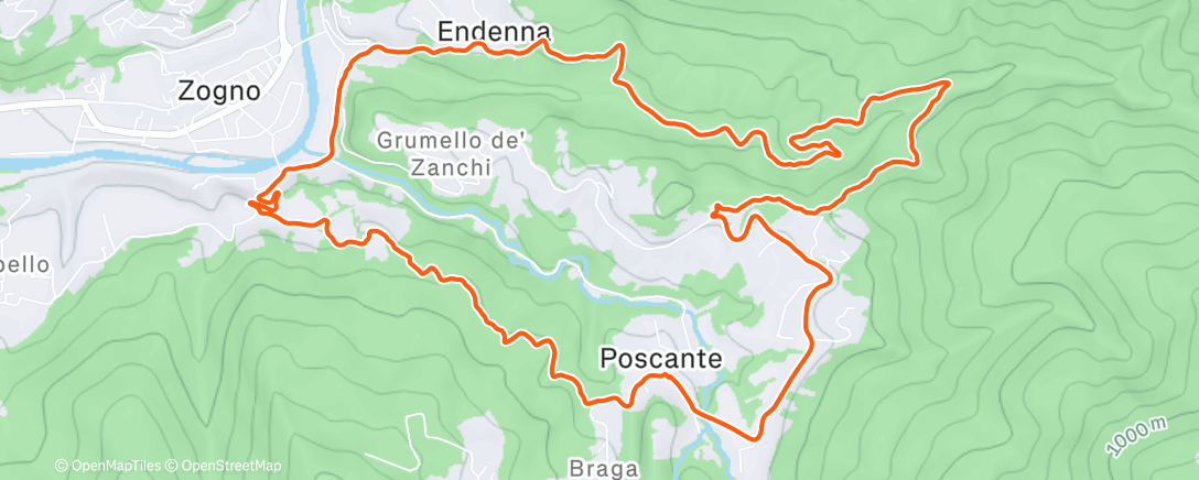 Map of the activity, Sessione di trail running pomeridiana