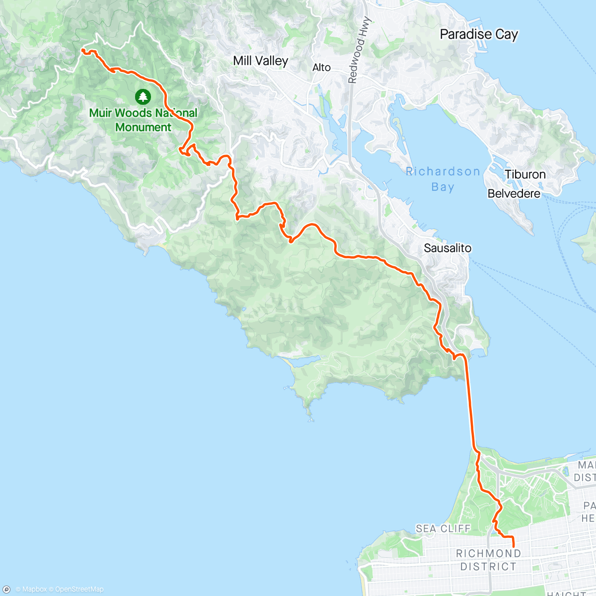 Map of the activity, Home from the Dipsea Kidz