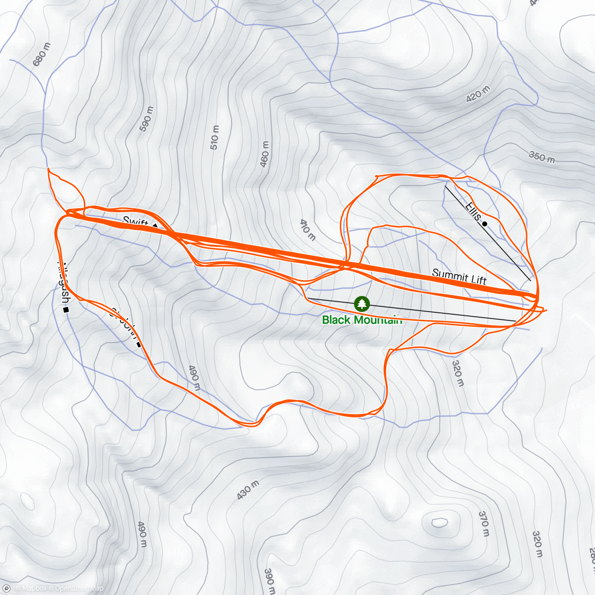 Map of the activity, Ski Day 14: Black Mountain!
