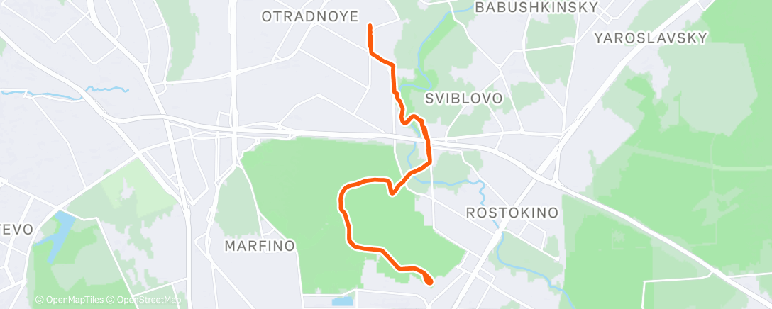 Map of the activity, Morning Run