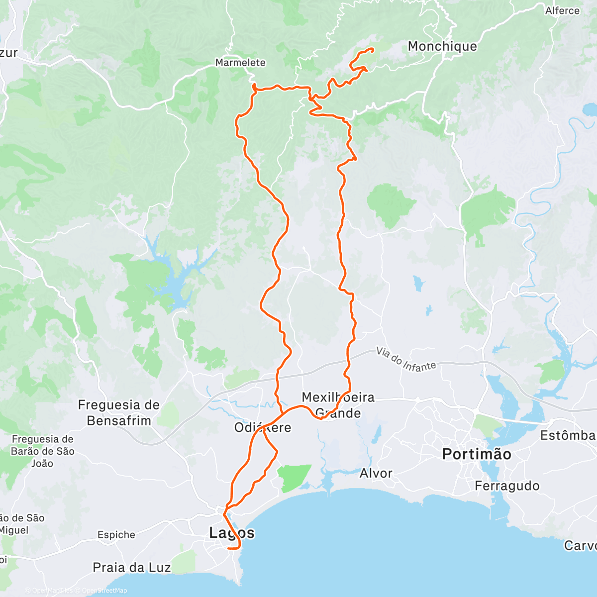 Карта физической активности (Von Lagos zum Fóia, den höchsten Berg der Algarve)