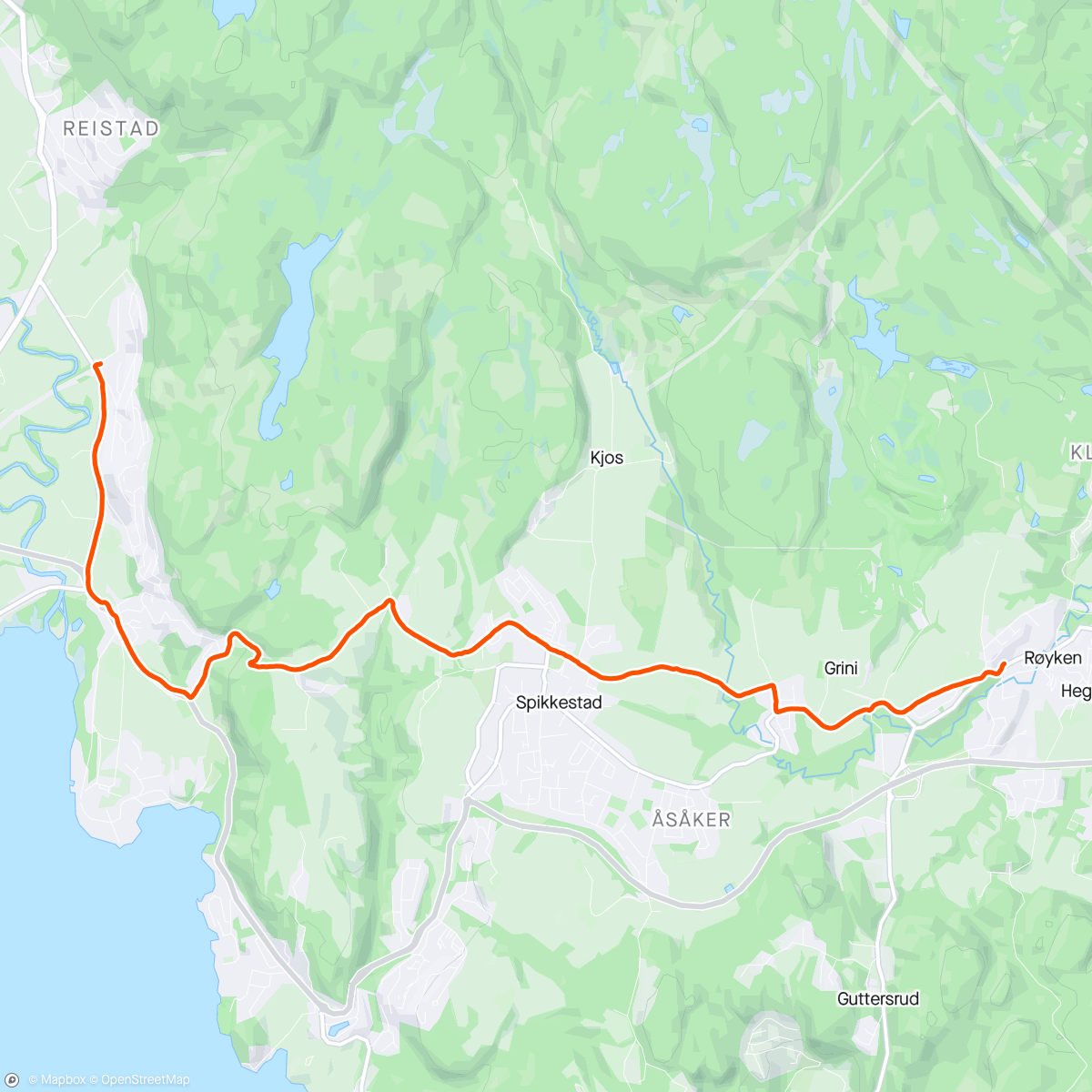 Map of the activity, Røyken hike with Hakon