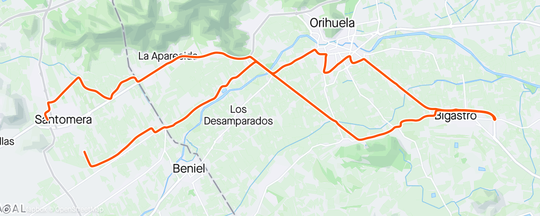 Map of the activity, Día 221: 90’ regenerativo bici