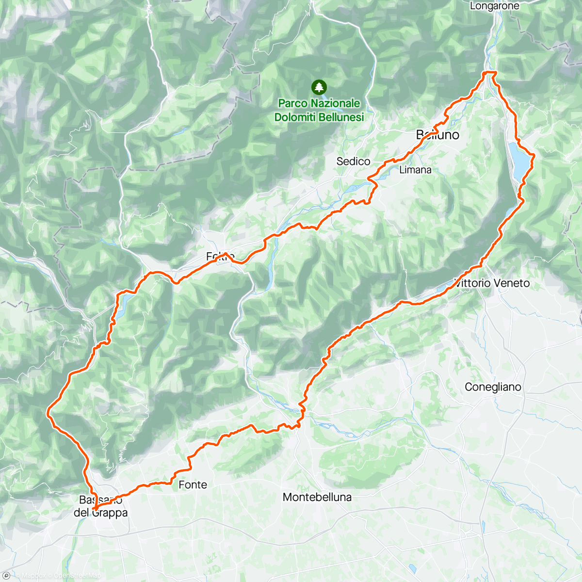 Map of the activity, Veneto Gravel